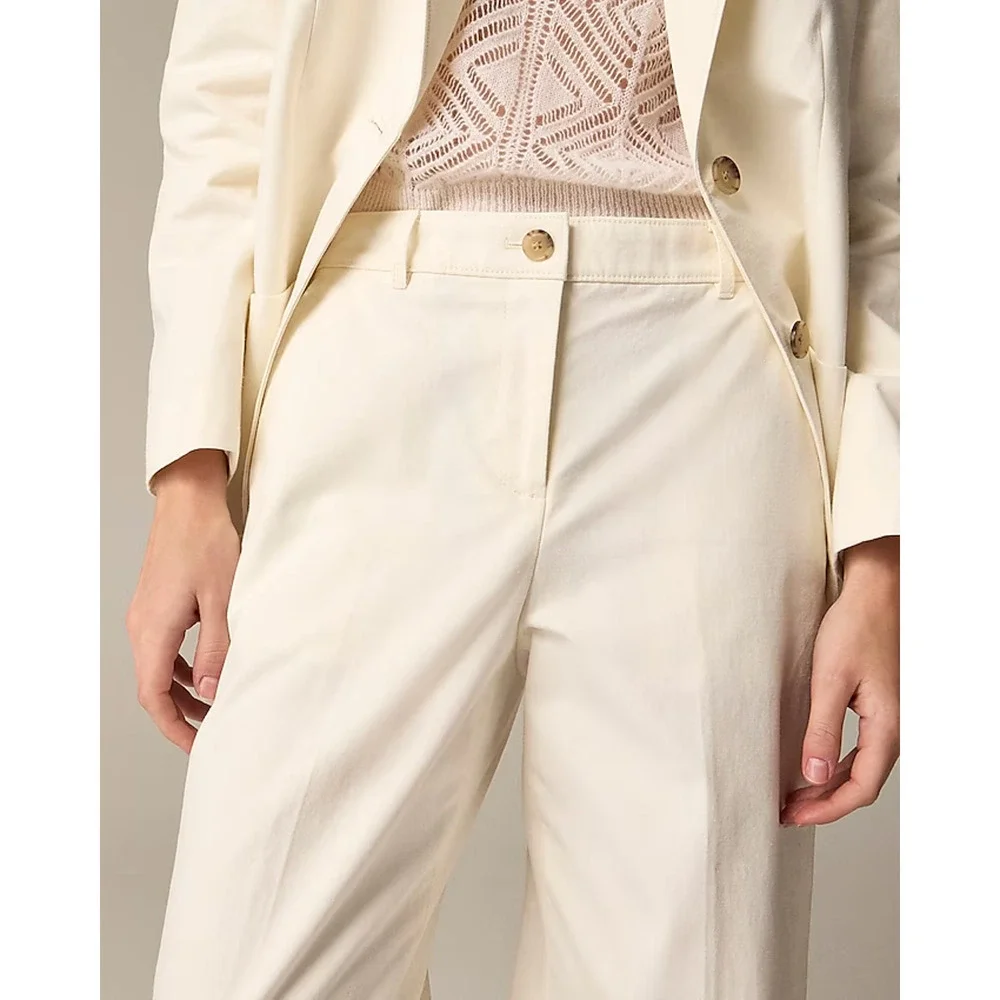 NWT J. Crew Full Length Wide Leg Trouser in Cotton Blend Pink 6P - Picture 3 of 7